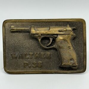 VTG Adezy Denver Brass Walther P.38 Belt Buckle Americana WW2 9mm Memorabilia‎